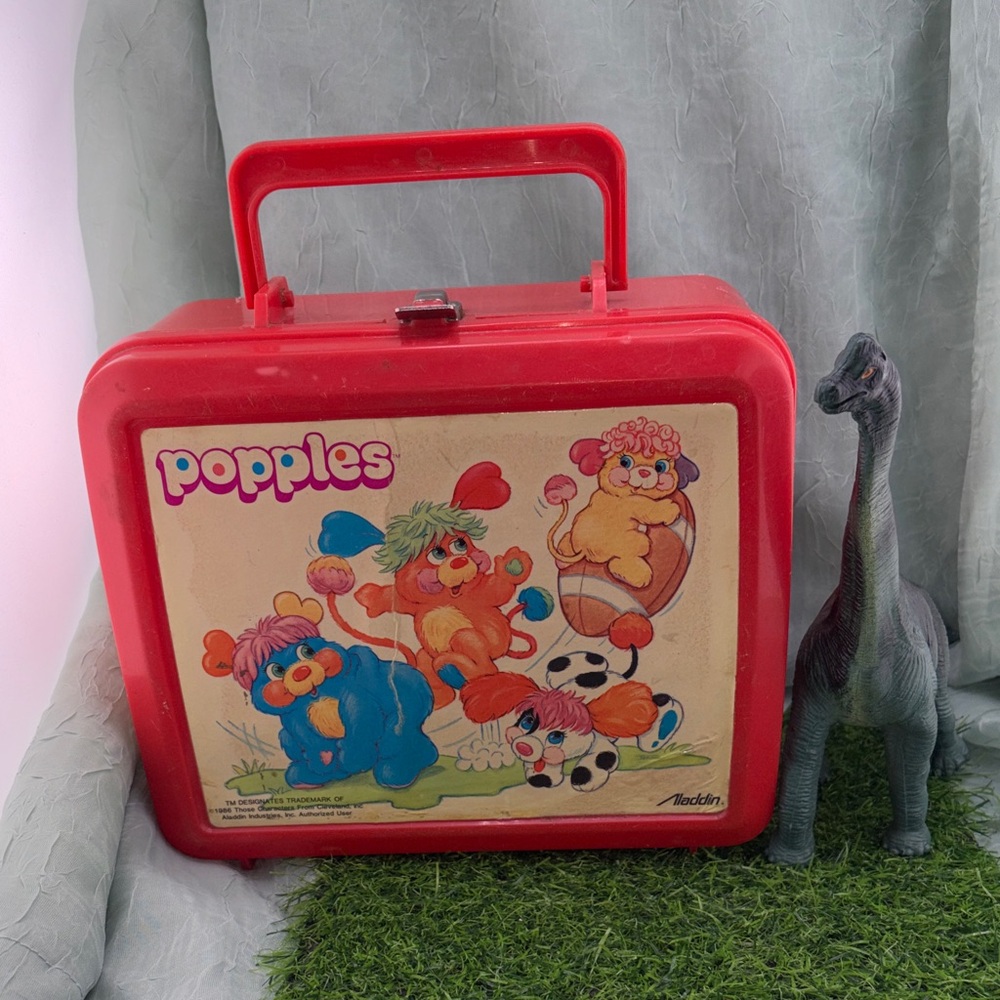 Vintage Aladdin 1986 Popples Red Plastic Lunchbox Case